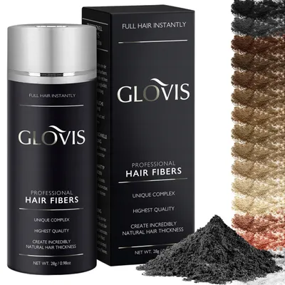 Zdjęcie produktu dla Włókna GLOVIS Hair Fibers 28g Mikrowłókna Zagęszczanie Łysienie Wypadanie Włosów Szybki Naturalny Efekt - Kolor GRAFIT