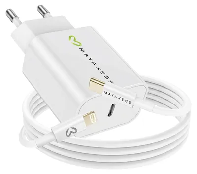 Produktbild von Mayaxess, 18W Netzteil für iPhone 11 + Lightning Kabel 1m, Weiß