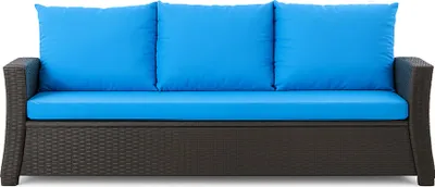 Produktbild von Gartenkissen Set blau – 160x60 + 3x50x56 cm Gartenkissen für ein 2-3-Sitzer-Sofa  Weiche Auflagen für Rattan/Polyrattan – Abnehmbare Bezüge