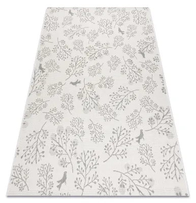 Imagen del producto de Alfombra de cuerda sisal FLAT 48774/367 Hojas Pájaros crema/ gris 80x150 cm