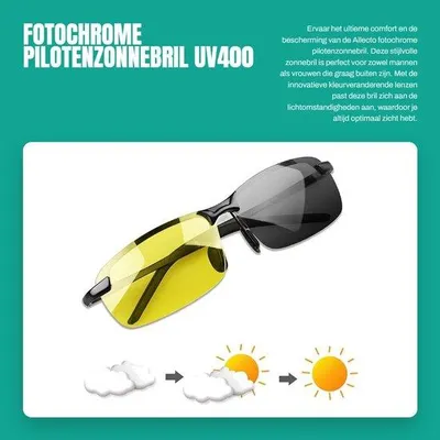 Productafbeelding van Pilotenzonnebril Uv400 Bescherming - Kameleonbril - Lichtgekleurde