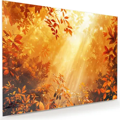 Produktbild von Glasbild 120x90cm in XXL für Wohnzimmer, Schlafzimmer Motiv Herbstlicher Wald