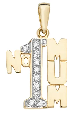 Productafbeelding van Gouden hanger voor dames, 375/1000 geelgoud, met zirconiumoxide – 31mm * 18mm; TRS20460