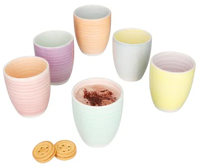 Image de Pastello Set de 6 tasses à café colorées sans anse Tasses à thé Faïence 6 pers