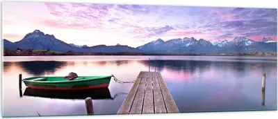 Produktbild von Bilder auf glas - See Berge Wasser - 140x50cm - Glasbilder - Wandbilder - Kunstdruck - zum Aufhängen bereit - Wanddekoration aus Glas - Glas Bilder - Wandbild auf Glas - Einteilig - GAB140x50-3671
