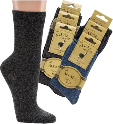 Produktbild von 3 Paar warme Wollsocken mit Alpakawolle und Viskose Gr. 47/50