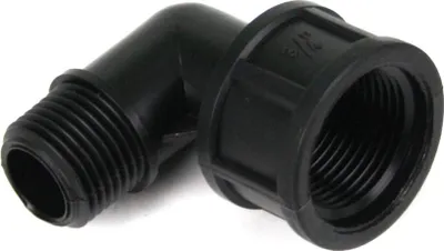 Produktbild von PP Gewindefitting Schwarz PN10 Fittings, Winkel 90° reduziert IG 3/4" x AG 1/2"