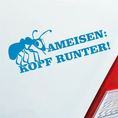 Produktbild von Auto Aufkleber Ameisen Kopf runter! Auto Tuning 15x6 cm Hellblau Sticker Heckscheibenaufkleber