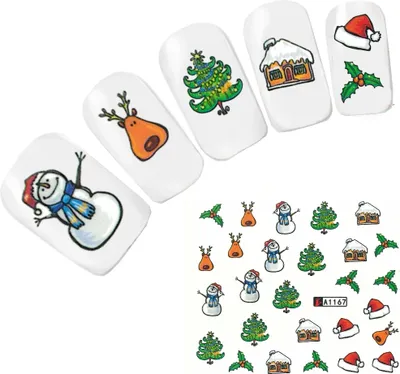 Produktbild von Tattoo Nail Art Nikolaus Santa Weihnachten Schneemann Aufkleber Nagel Sticker