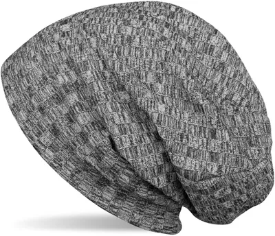 Produktbild von styleBREAKER warme Feinstrick Beanie Mütze mit Streifen Strick Muster und sehr weichem Fleece Innenfutter, Slouch Longbeanie, Uni 04024108