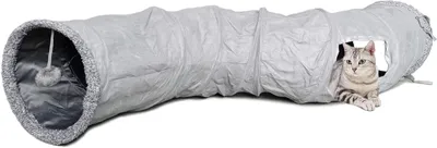 Produktbild von Katzen-Spieltunnel – Tunnel für Haustiere – Zum Spielen und Verstecken – S-förmiges Design – 115 x 27 cm – Grau