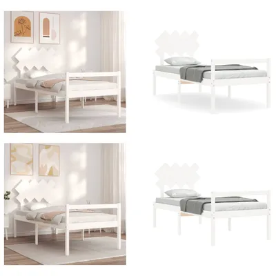 Produktbild von vidaXL Seniorenbett mit Kopfteil Weiß Massivholz - Seniorenbett - Seniorenbetten - Bett Für Senioren - Betten Für Senioren