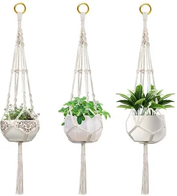 Obrázok produktu pre Sada 3 ks závesov na rastliny v štýle boho makramé, 105 cm