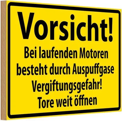 Produktbild von vianmo Holzschild 12x18 cm Vorsicht Bei laufenden Motoren Warnschild Hinweisschild