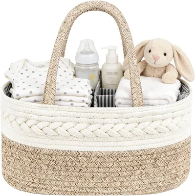 Productafbeelding van Baby luier Caddy - Draagbare kinderkamer opbergmand met verwijderbare verdelers