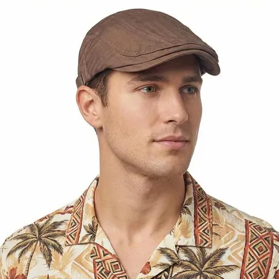Productafbeelding van Herrensfacet kap van katoen, zomer, verstelbaar, kleur: koffie, maat: 55-62 cm