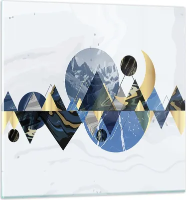 Produktbild von Bilder auf glas - Einteilig - Abstraktion Geometrisch Berge - 50x50cm - Glasbilder - Wandbilder - Bilder - Wanddekoration aus Glas - Glas Bilder - Wandbild auf Glas - GAC50x50-4814