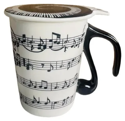 Keramische Musikmok 300 ml mit Notengriff, schwarz