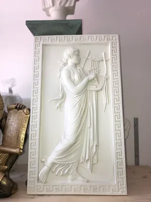 Produktbild von 3D Relief Wandrelief Medusa Mäander Wandbild Bild Kopf Taler Griechische Antik Barock Stil Retro Vintage Rokoko, 74 x 43 cm
