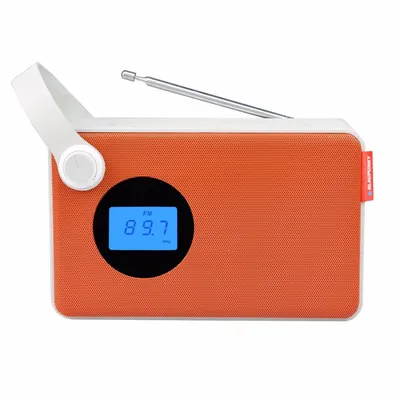 Produktbild von Blaupunkt RX 24 tragbares UKW Kompaktradio mit Ledergriff (USB, SD, MP3 Link, LCD Display, Teleskopantenne) orange