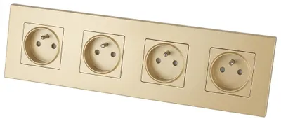 Zdjęcie produktu dla Gniazdo Poczwórne Plastikowe LINEA Złote Ramka Poczwórna i 4 x Gniazdo MIUUN, productTiles.product.images.aiGenerated