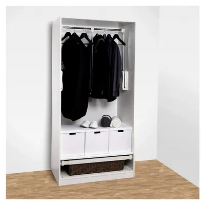 Produktbild von Kleiderlift 875-1200 mm Garderobenlift Kleiderstange Wardrobelift Lift Kleiderschranklift weiß (Beschlag ohne Schrank)
