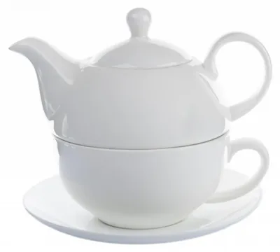 Produktbild von Tasse mit Teekännchen, weißes Porzellan, 450 ml, Geschenkbox