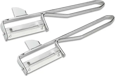 Produktbild von FMprofessional Sparschäler, hochwertige Gemüseschäler mit Aushöhler, Schäler mit scharfer Klinge zum Schälen und Obst und Gemüse (Farbe: Silber), Menge: 2 Stück