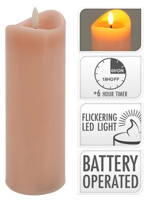 Immagine prodotto di Candela LED 7x20cm, fiamma lampeggiante, timer, ROSA
