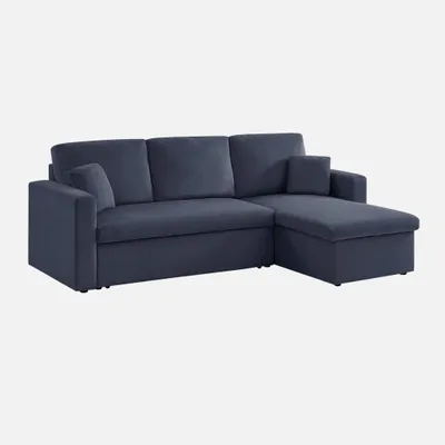 Immagine prodotto di Divano letto angolare reversibile in velluto a coste, 3 posti, Blu