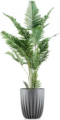 Immagine prodotto di HowHomely | Fioriera - Stripped - 39x46 cm - Grigio - Design moderno - Resistente ai raggi UV e leggera