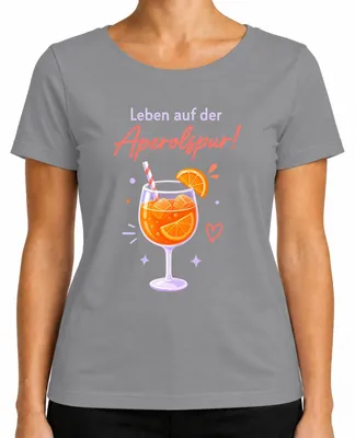 Produktbild von Leben auf der Aperolspur! Sommer Cocktail Spritz Mädelsabend Party Damen T-Shirt, Grau, L