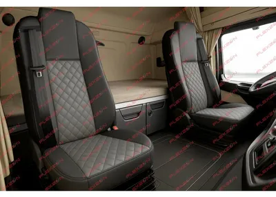 Obrázek produktu pro Sada potahů sedadel 1+1 z umělé kůže pro MERCEDES ACTROS MP4 EURO 6 2015–2021 – šedo-černá