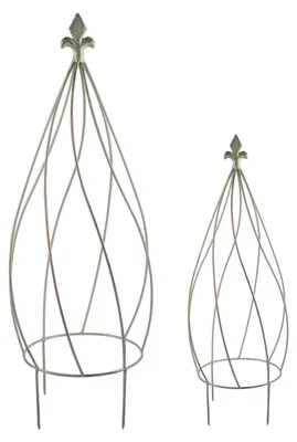 Produktbild von BURI Metall Rankhilfe antik grün 2er-Set Zwiebelform Kübelpflanzen Rankgitter Obelisk