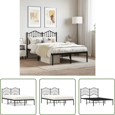 Produktbild von The Living Store Bettgestell mit Kopfteil Metall Schwarz 120x190 cm