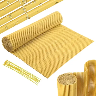 Zdjęcie produktu dla Vigevee 100 x 400 cm Mata osłonowa z PVC, osłona z bambusa, osłona ogrodowa, ogrodzenie osłonowe, ogrodzenie balkonowe, osłona przeciwwiatrowa, okładzina balkonowa, bambus
