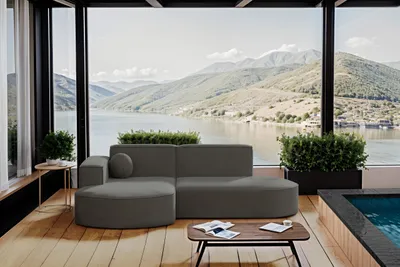 Zdjęcie produktu dla Meble Ogrodowe Sofa narożna, kanapa, sofa w kształcie litery L Designer Modena Studio Patio Szary Lewy