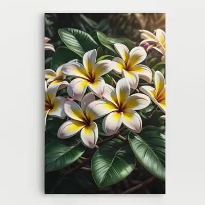Produktbild von ARTHUB® Leinwandbild 70x100 cm, Exotic White Yellow | Wohnzimmerdekoration, Hängende Bilder, Wanddekoration, Heimdekoration, Blumen, Exotische Blumen