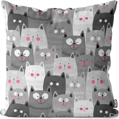 Produktbild von VOID Graue Katzenbande Kissenbezug Kissenhülle Sofakissen Kissen Deko Outdoor-Kissen Dekokissen
