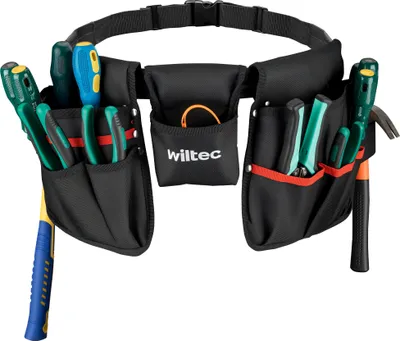 Produktbild von Wiltec Werkzeuggürtel 63,5 x 25,5 cm bis 15 kg, Werkzeug Gürteltasche 23 Fächer, Gürtel Werkzeugtasche verstellbar, robuste Arbeitstasche