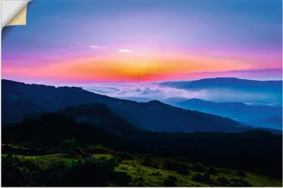 Produktbild von ARTland Wandbild, selbstklebend Morgenstimmung in den Bergen Asturiens Größe: 90x60 cm