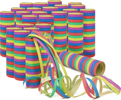 Produktbild von com-four® 24x kleine Luftschlangen Rollen in verschiedenen Mustern als Party Deko für Geburtstage - Papierschlangen für Silvester