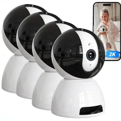 Produktbild von 2K Überwachungskamera Innen 360° Indoor Hundekamera Babyphone Automatische Verfolgung 2-Wege-Audio Bewegungserkennung Nachtsicht 4PC