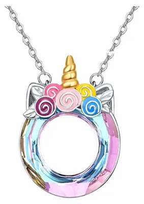 Produktbild von KBRPEY Einhorn Anhänger Halskette Regenbogen Kristall Schmuck Magisches Tier Ket