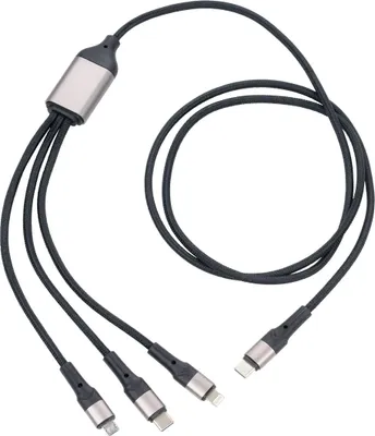 Produktbild von TROIKA DREIZACK PRO, 1,2 m, USB C, USB C/Micro USB-A/Lightning, Schwarz, Grau