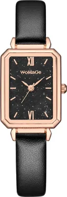 Produktbild von Elegante Damen Uhr Rectangle in Schwarz mit Lederarmband KP34353