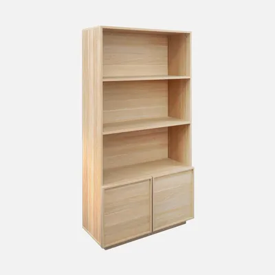 Immagine prodotto di Libreria effetto legno con 2 ante a 5 livelli, Marrone naturale