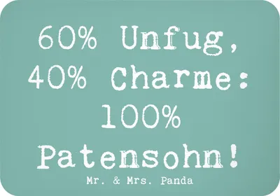 Produktbild von Mr. & Mrs. Panda magnet Spruch Patensohn Charme - Meeresbrise - Geschenk, Patenkind, haftmagnet, Familie, Kühlschrankmagnet, Freude, Familienleben, Wertschätzung