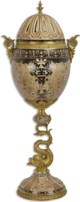 Produktbild von Ein mit Bronze beschlagenes eiförmiges Gefäß mit Deckel Replikat Retro Design Dekoration
