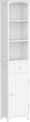 Image de HOMCOM Meuble Colonne de Salle de Bain Meuble colonne rangement WC avec étagère et tiroir, placard 34L x 24l x 170H cm Blanc